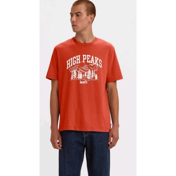 Levi's High Peaks Graphic Tshirt Orange Size M - Picture 1 of 8